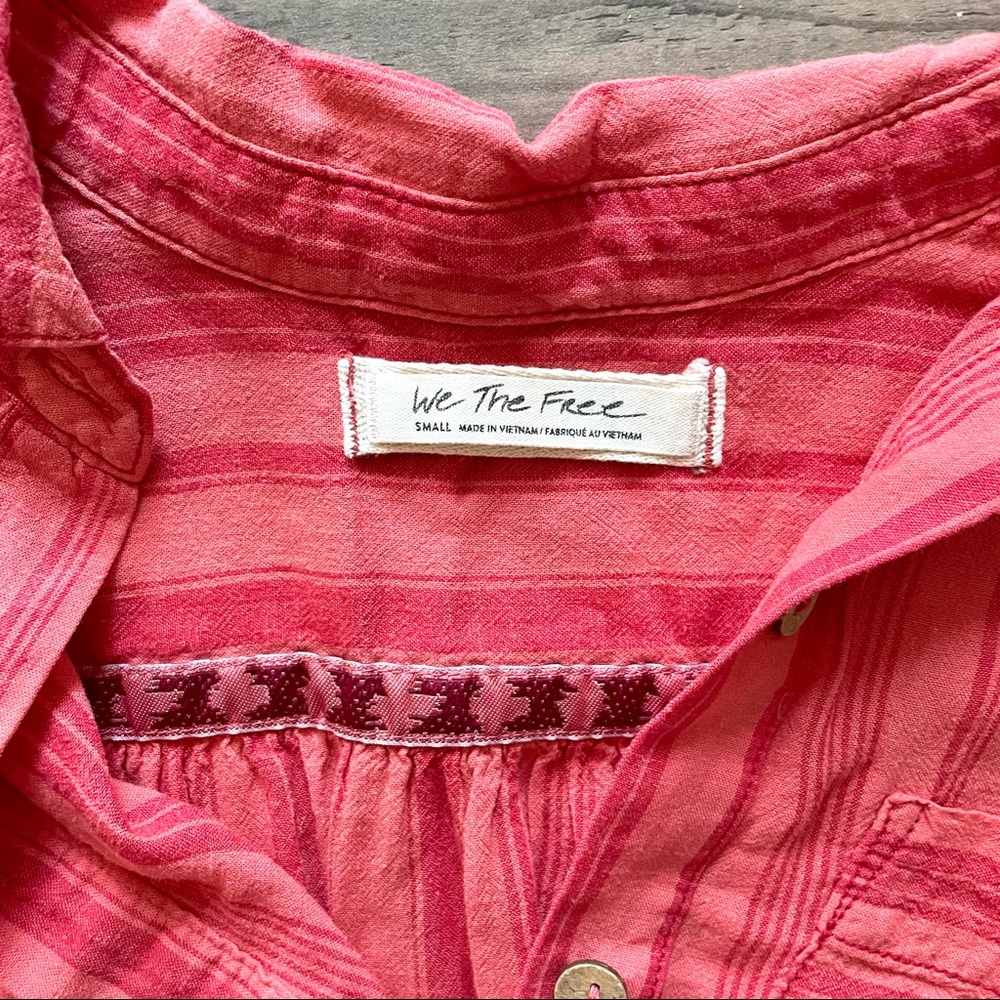 FREE PEOPLE Shirt | Summer Breeze Stripe | Coral | Sizes Small & Medium - Picture 9 of 16